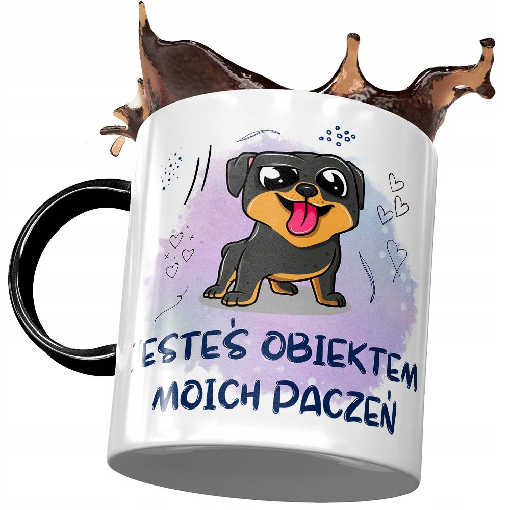 Kubek Czarny z Pieskiem Psem Słodki na Prezent z Nadrukiem ze Zdjęciem + Opakowanie na prezent (wzór 01)