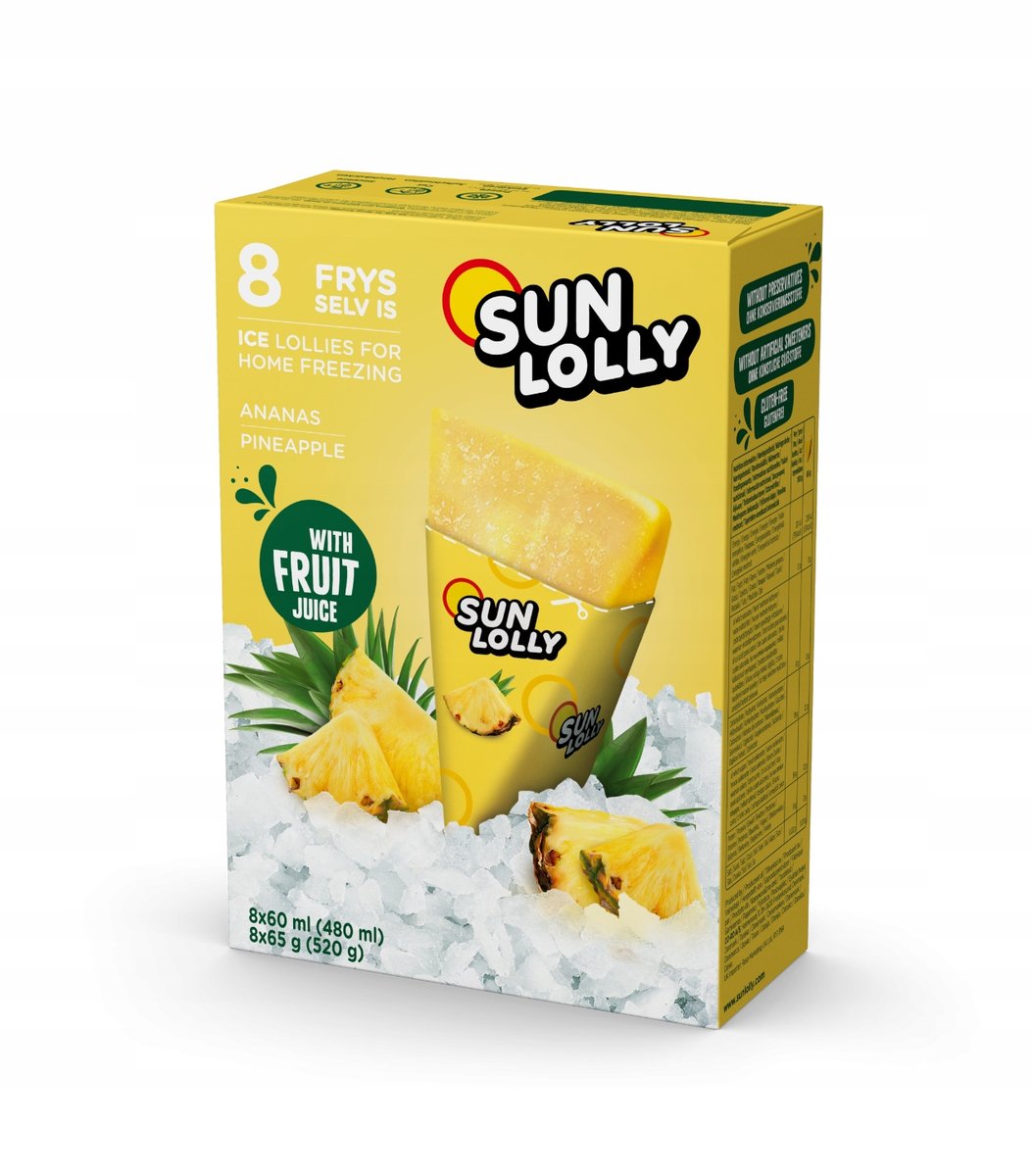 Ice cream for freezing Sun Lolly with pineapple flavor 8 pieces