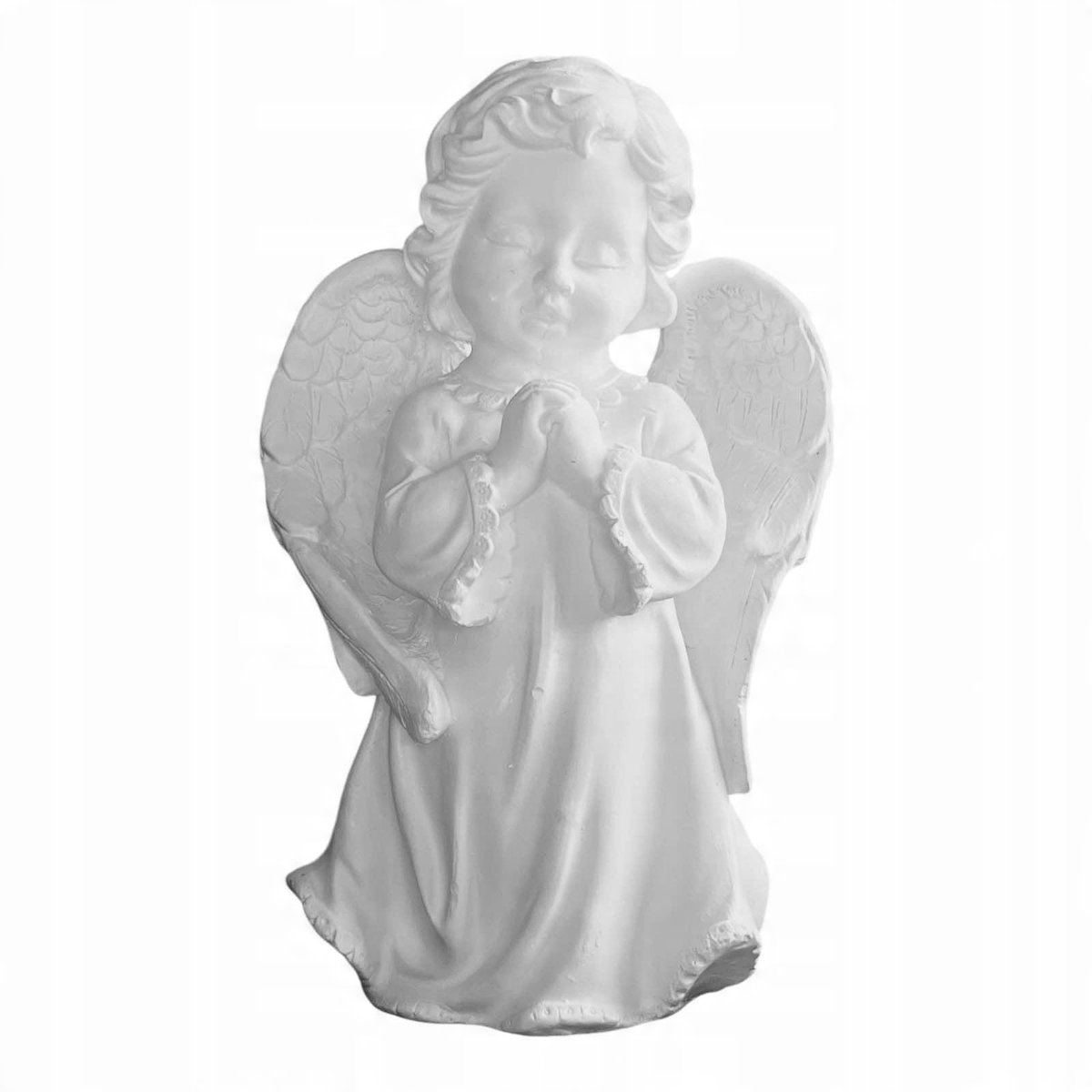 Figurka Anioł Aniołek biały chłopiec chrzest dekoracja ozdoba 19 cm