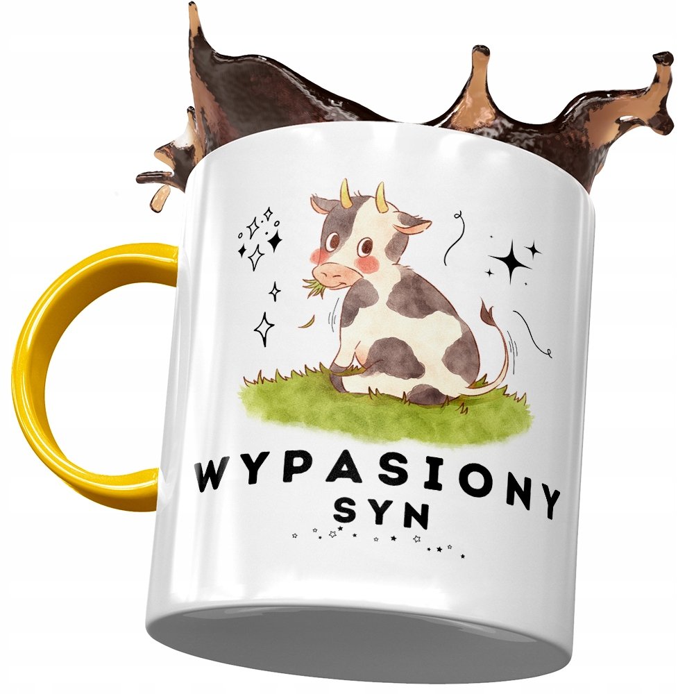 Kubek Żółty Dla Syna na Dzień Dziecka na Prezent z Nadrukiem ze Zdjęciem + Opakowanie na prezent (wzór 01)