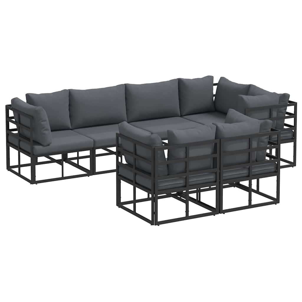 vidaXL Zestaw Sof na Ogród 7 pcs Czarny 283 x 143 x 71 cm Aluminium