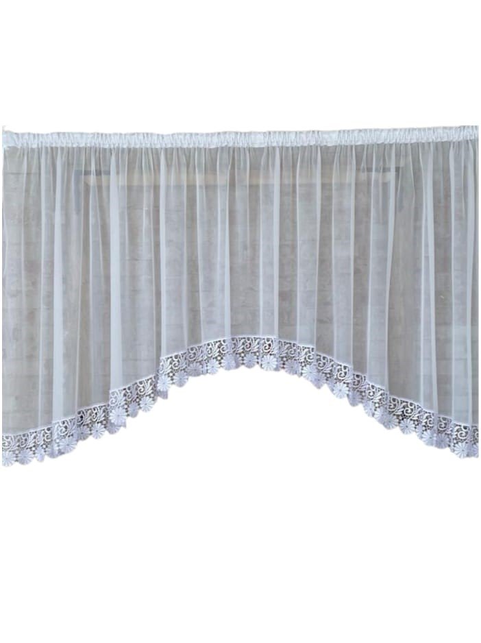 Firana gotowa 400x120,łuk,woal,gipiura15cm kwiatek