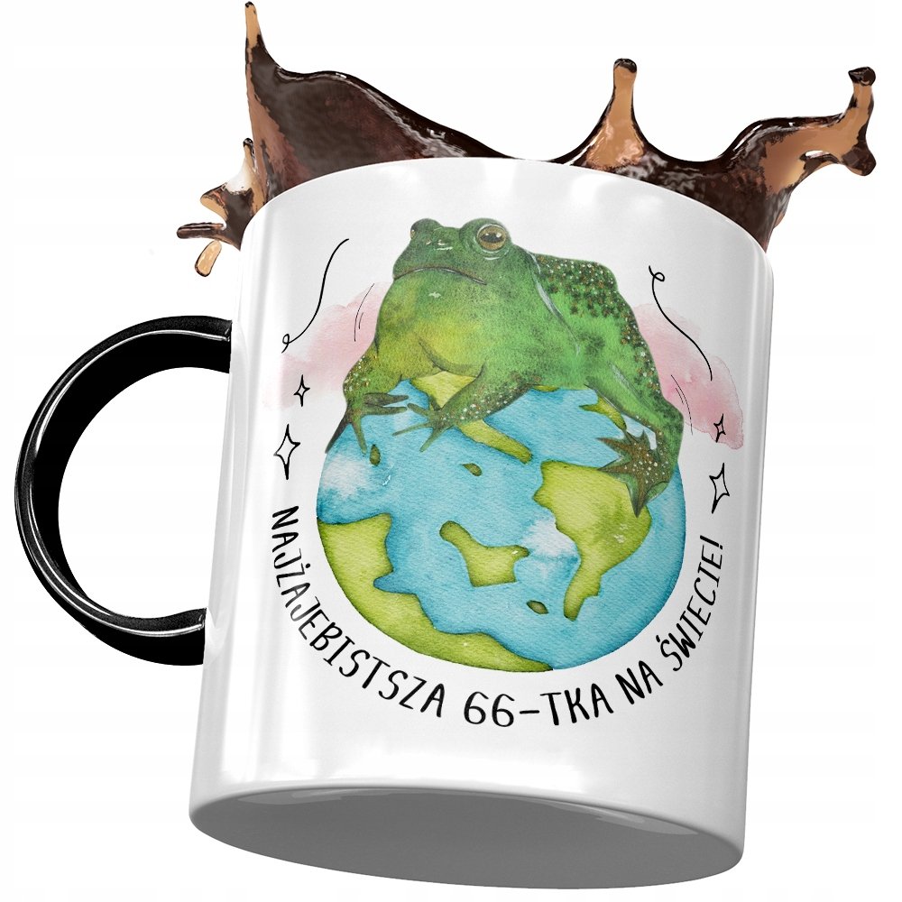 Kubek Czarny na Urodziny 66 66te 66-te Prezent z Nadrukiem ze Zdjęciem + Opakowanie na prezent (wzór 01)