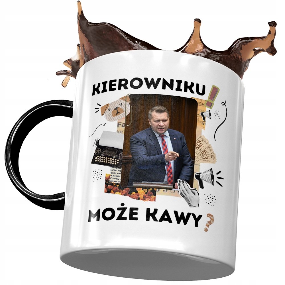 Kubek Czarny Przemysław Czarnek PIS Prezent z Nadrukiem ze Zdjęciem + Opakowanie na prezent (wzór 01)