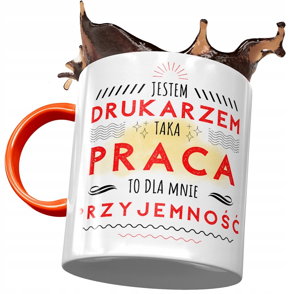 Kubek Pomarańczowy dla Drukarza na Prezent z Nadrukiem ze Zdjęciem + Opakowanie na prezent (wzór 01)