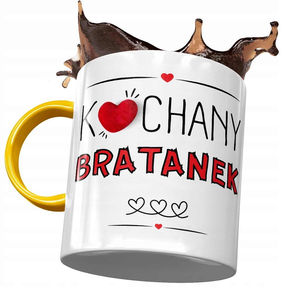 Kubek Żółty Dla Bratanka Syna Brata Prezent z Nadrukiem ze Zdjęciem + Opakowanie na prezent (wzór 01)