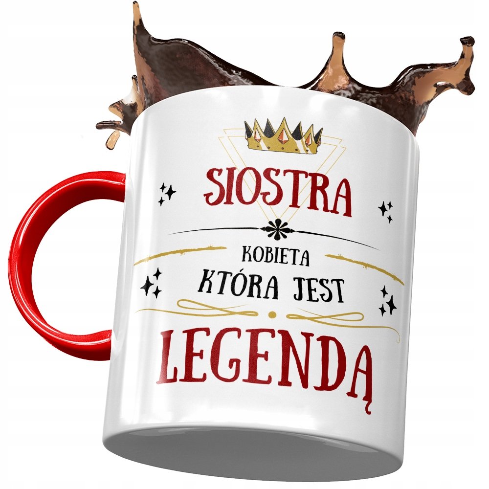 Kubek Czerwony Dla Siostry na Urodziny na Prezent z Nadrukiem ze Zdjęciem + Opakowanie na prezent (wzór 01)