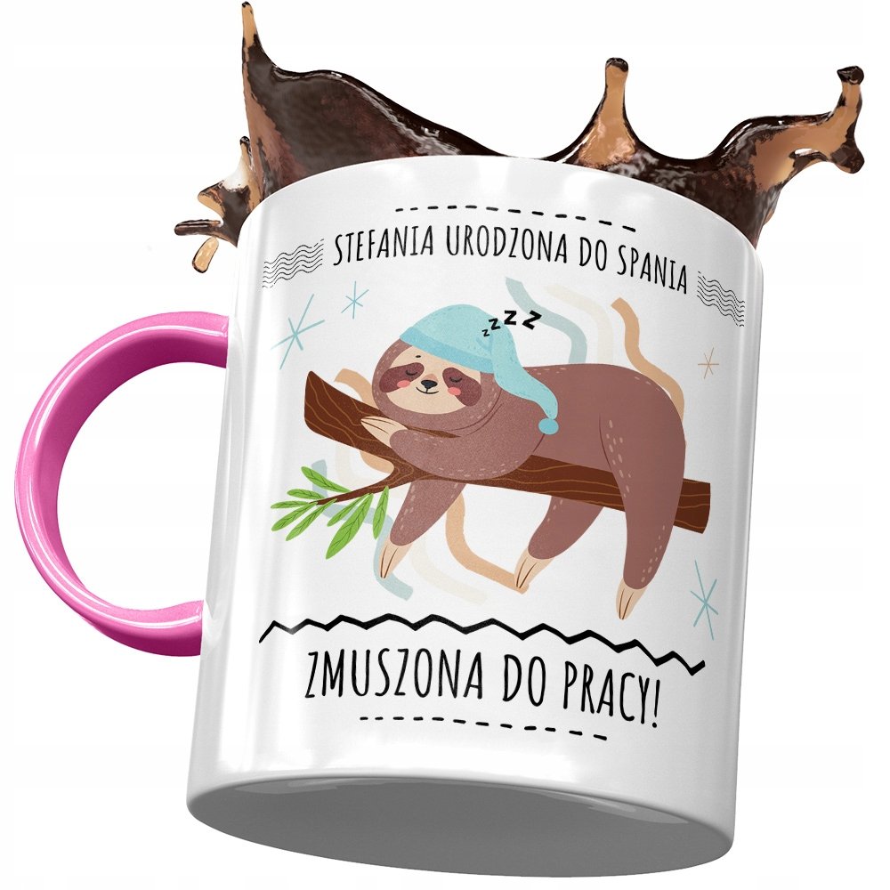 Kubek Różowy Dla Stefanii Koleżanki na Prezent z Nadrukiem ze Zdjęciem + Opakowanie na prezent (wzór 01)