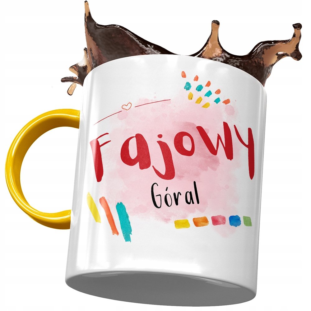 Kubek Żółty Dla Górala Fajowy Góral Prezent z Nadrukiem ze Zdjęciem + Opakowanie na prezent (wzór 01)