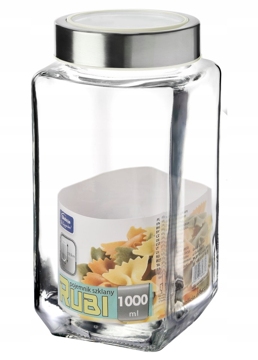 POJEMNIK KUCHENNY SZKLANY RUBI 1000ML BIAŁY GALICJ