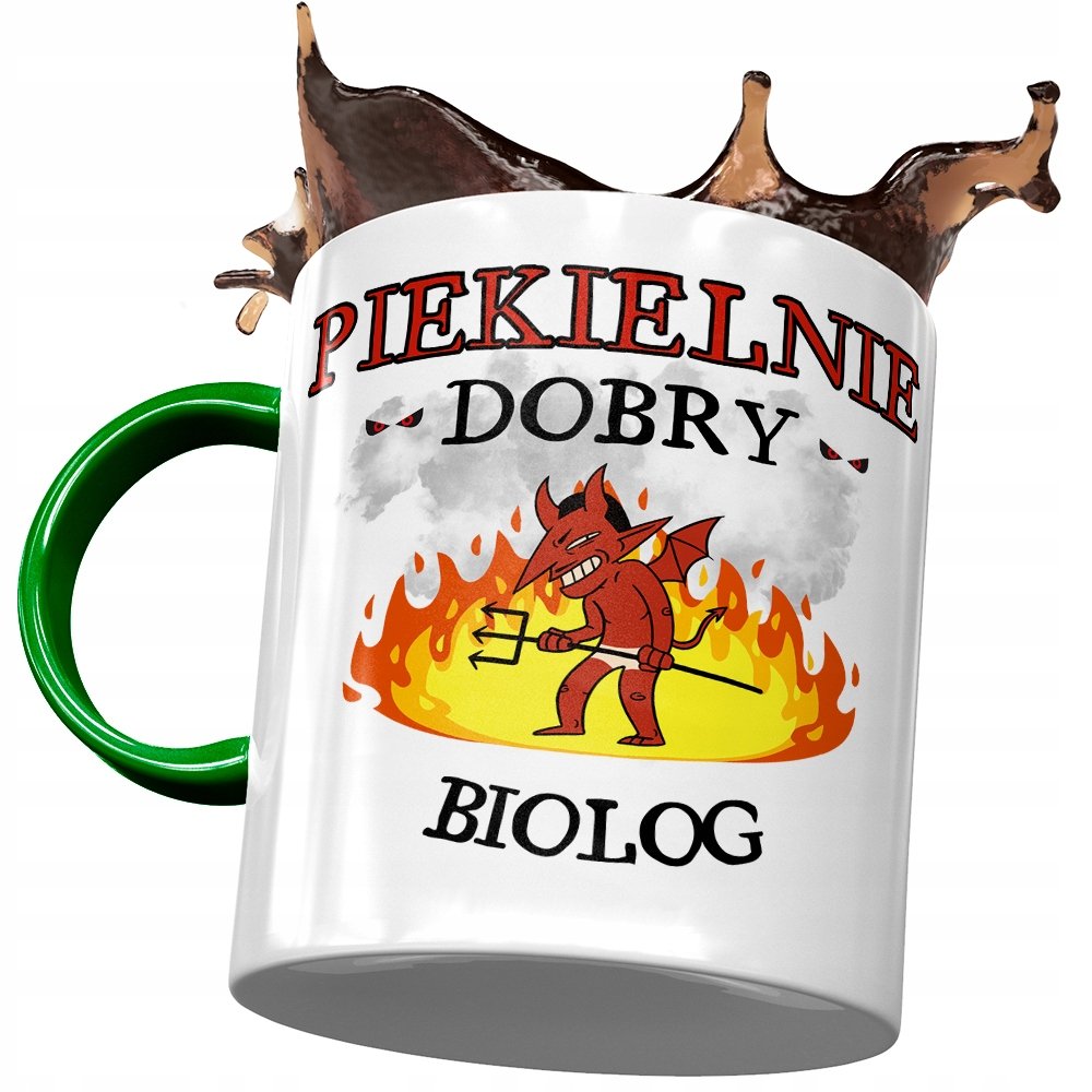 Kubek Zielony Dla Biologa Piekielnie Dobry Prezent z Nadrukiem ze Zdjęciem + Opakowanie na prezent (wzór 01)