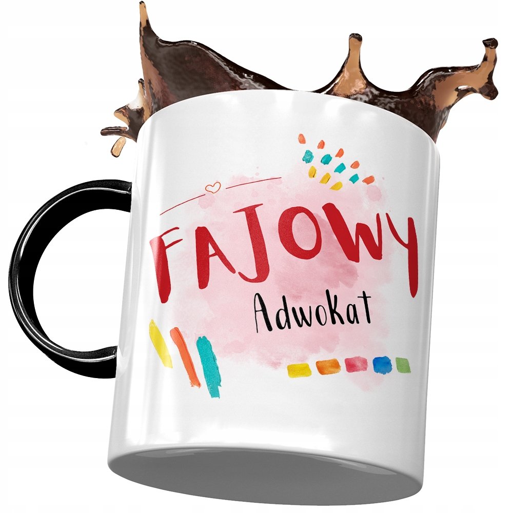 Kubek Czarny Adwokata Fajowy Adwokat z Nadrukiem ze Zdjęciem + Opakowanie na prezent (wzór 01)