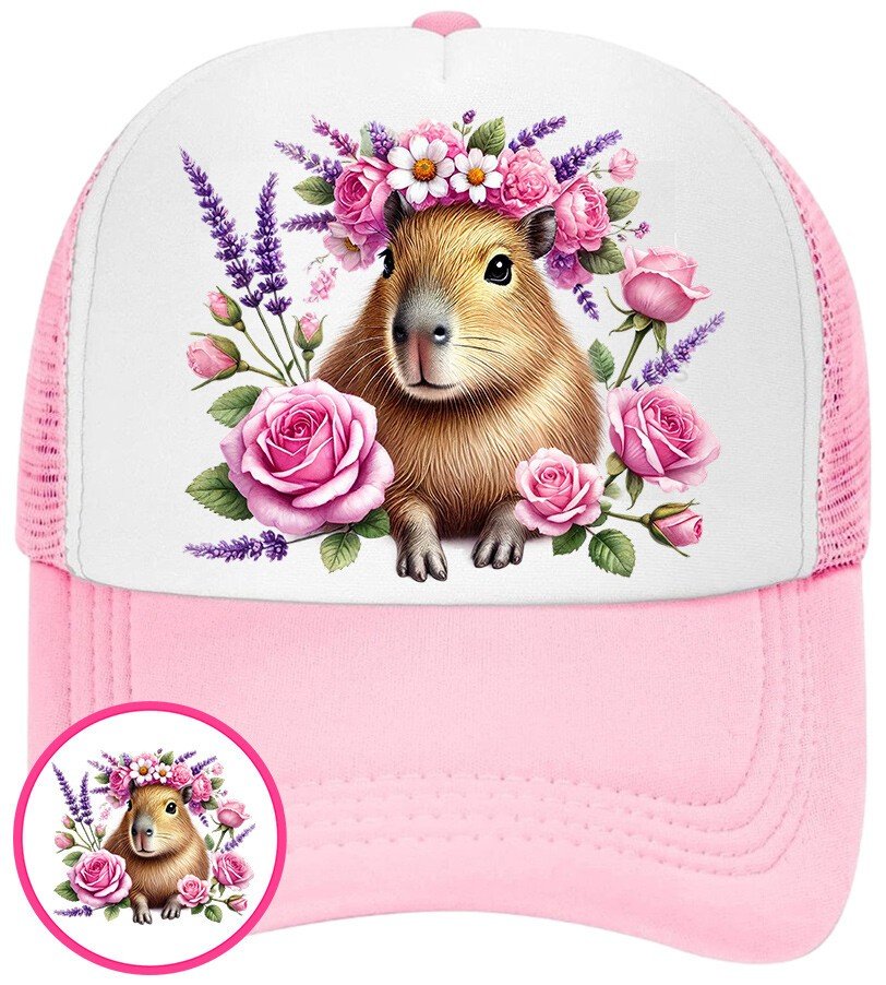 Czapka Z Daszkiem Kapibara Różowa Dla Dzieci Bejsbolówka Siatka Prezent