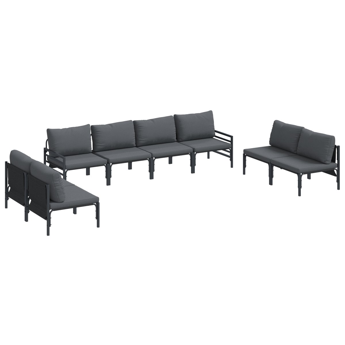 vidaXL Zestaw Sof na Ogród 8 pcs Antracytowy Stal