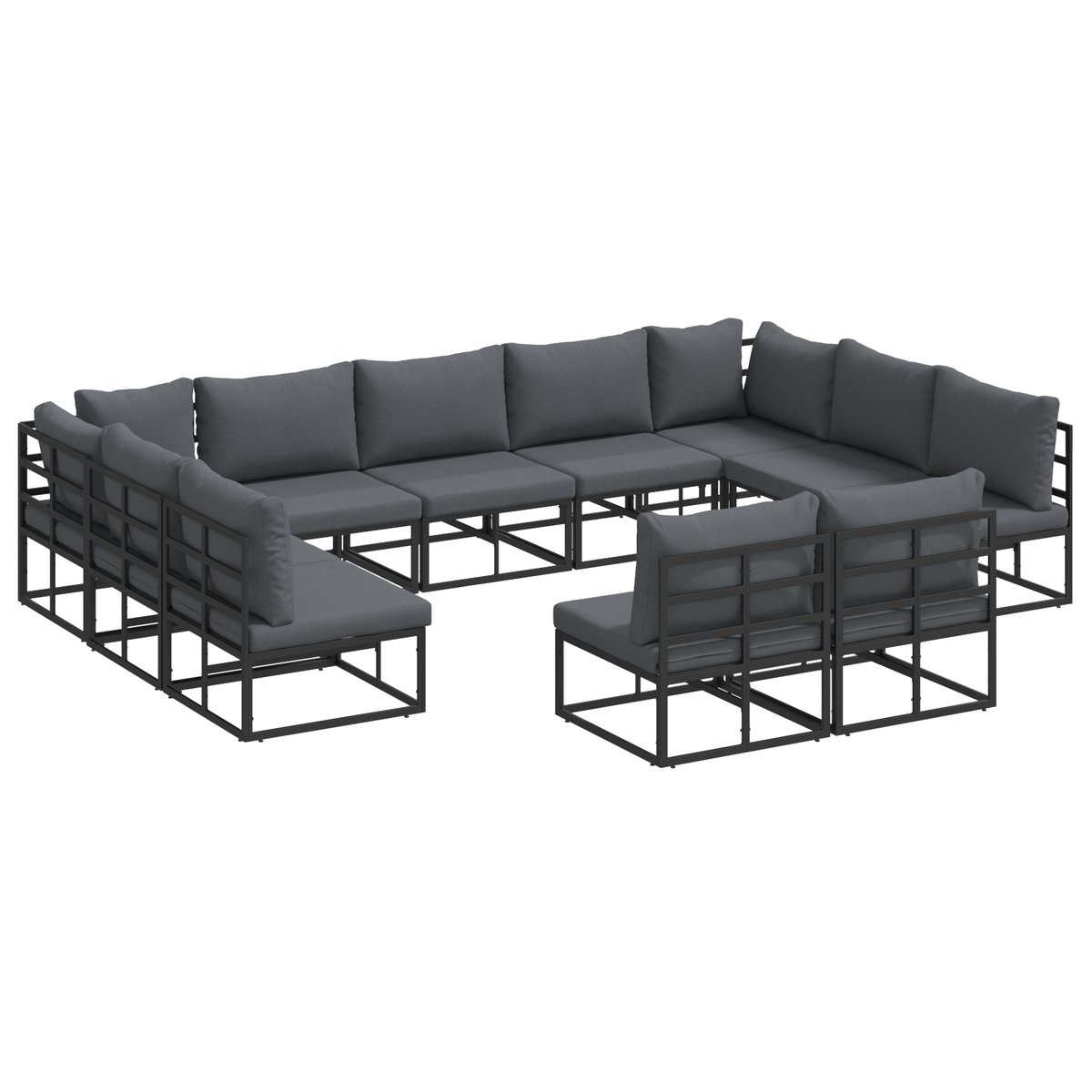 vidaXL Zestaw Sof na Ogród 11 pcs Czarny 353 x 211.5 x 71 cm Aluminium