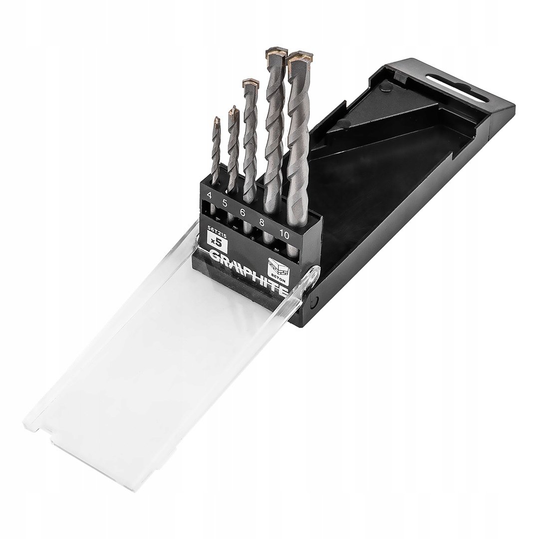 Zestaw wierteł do betonu hartowane: 4, 5, 6, 8, 10mm 5szt. GRAPHITE 56T215