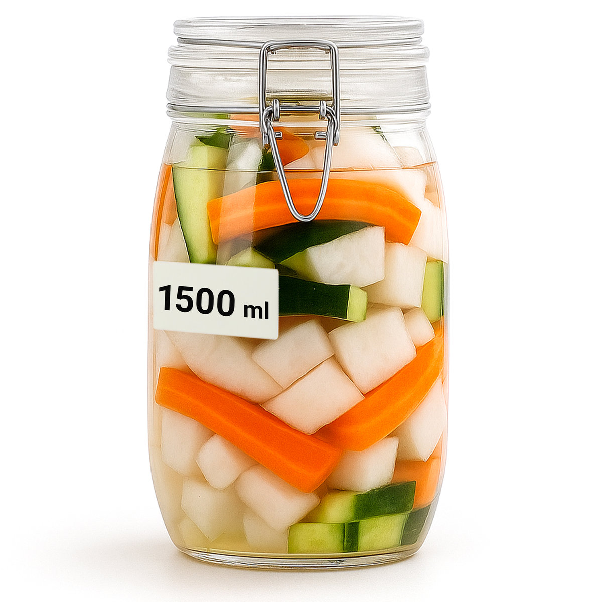 Słoik Szklany 1.5L na Miód Przetwory Makaron Kawę Hermetyczny Słój z Klamrą