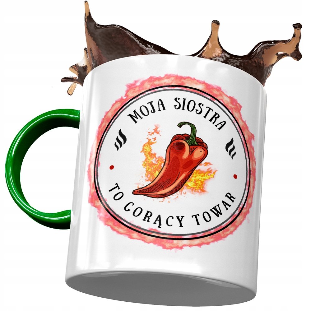 Kubek Zielony Dla Siostry na Urodziny na Prezent z Nadrukiem ze Zdjęciem + Opakowanie na prezent (wzór 01)