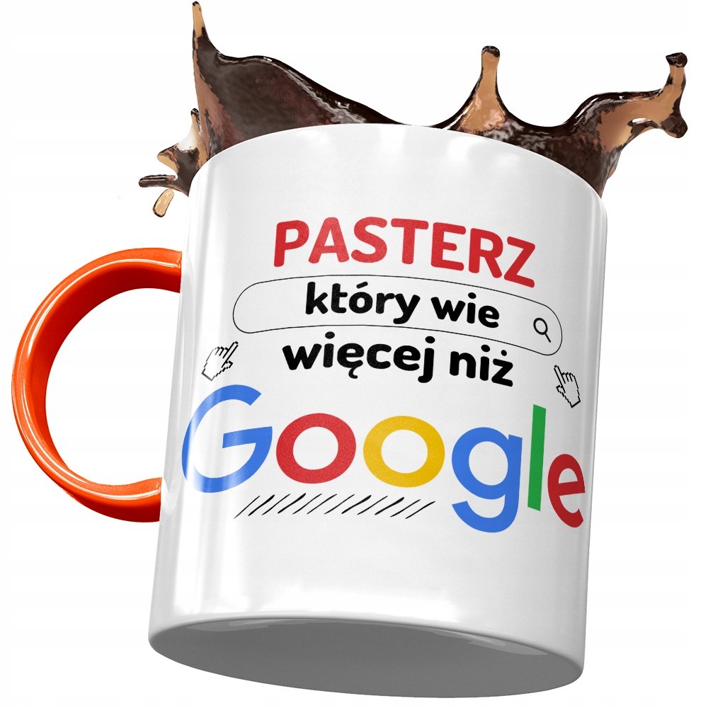Kubek Pomarańczowy dla Pasterza Który Wie Więcej z Nadrukiem ze Zdjęciem + Opakowanie na prezent (wzór 01)