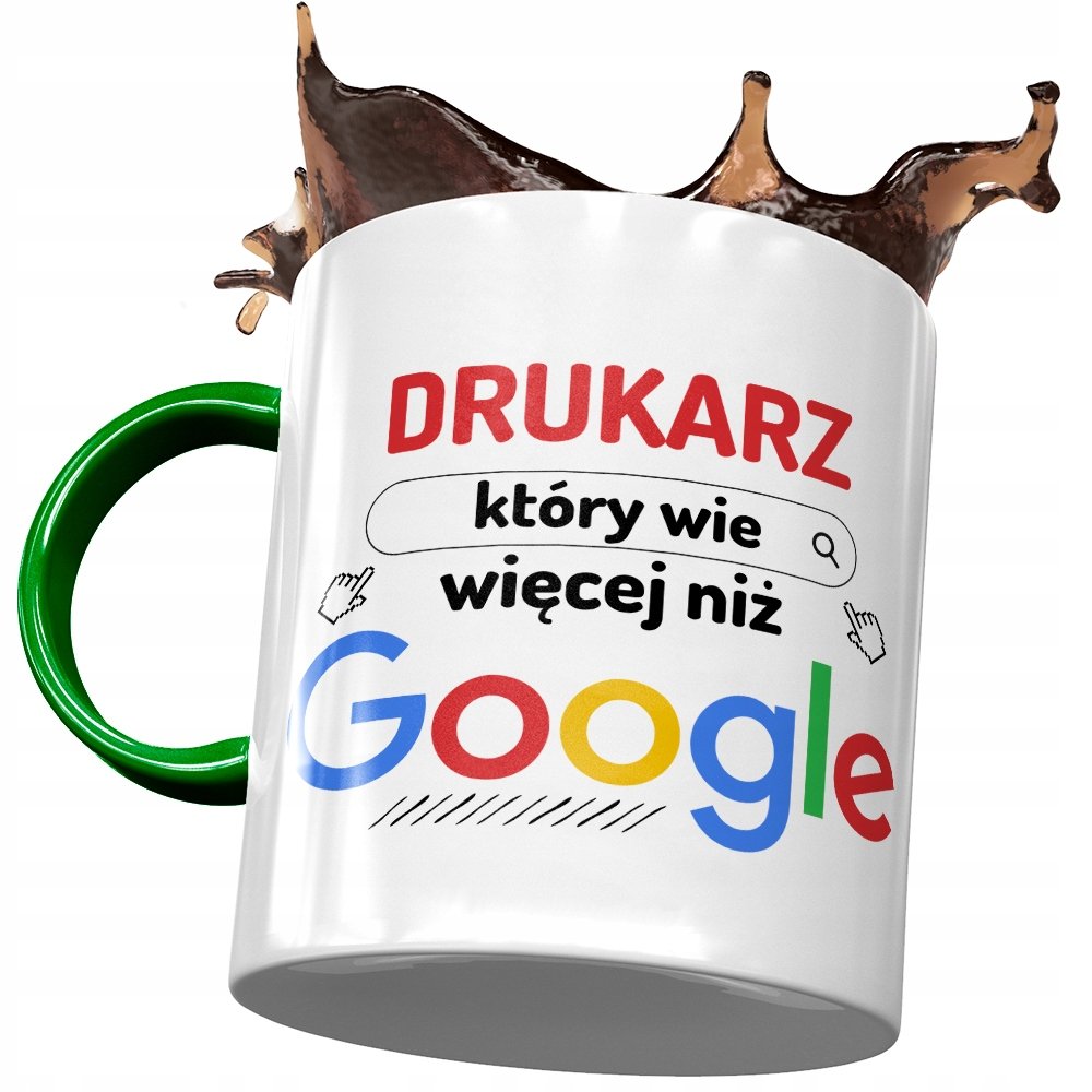 Kubek Zielony Drukarza Który Wie Więcej Prezent z Nadrukiem ze Zdjęciem + Opakowanie na prezent (wzór 01)