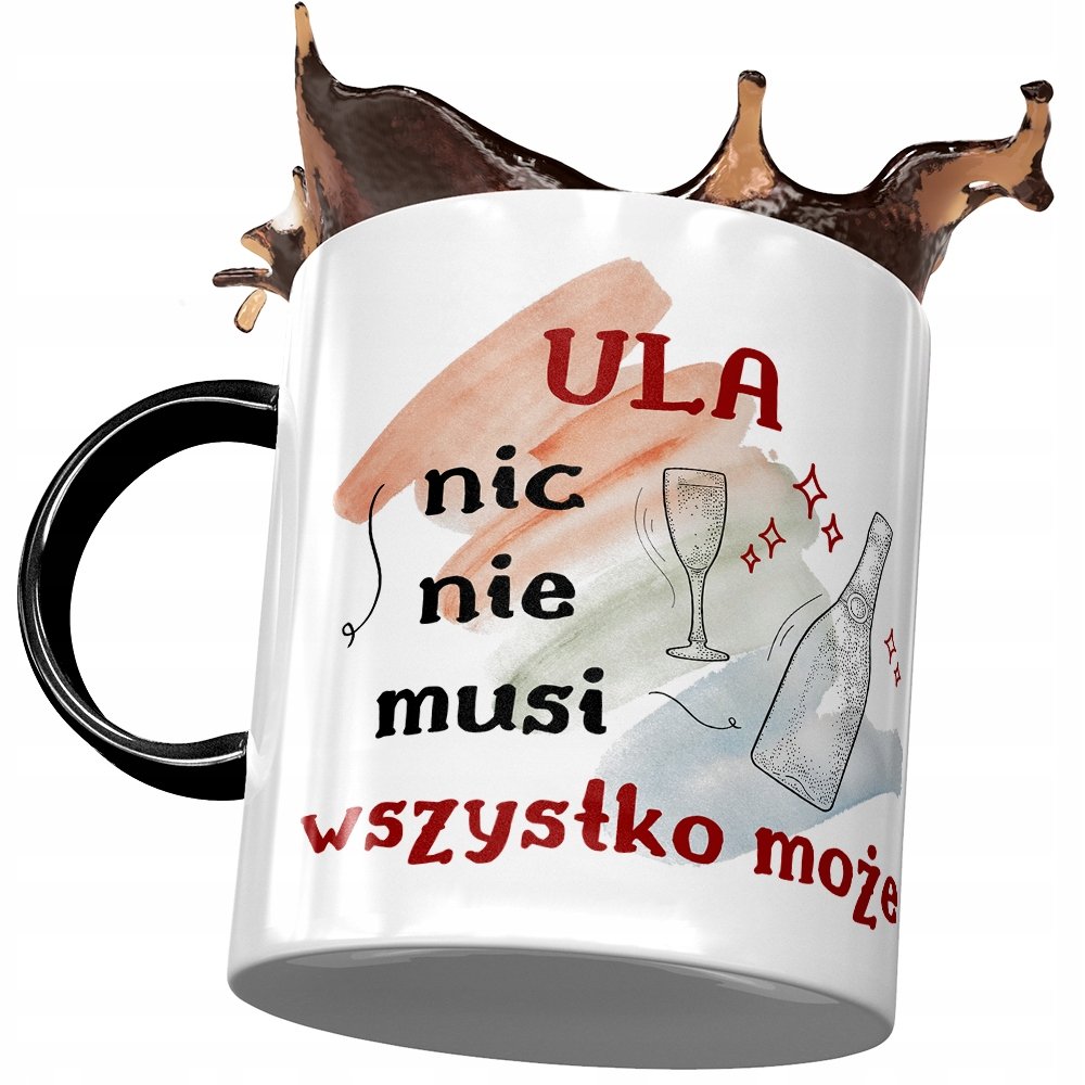 Kubek Czarny dla Uli Urszuli Przyjaciółki Żony z Nadrukiem ze Zdjęciem + Opakowanie na prezent (wzór 01)