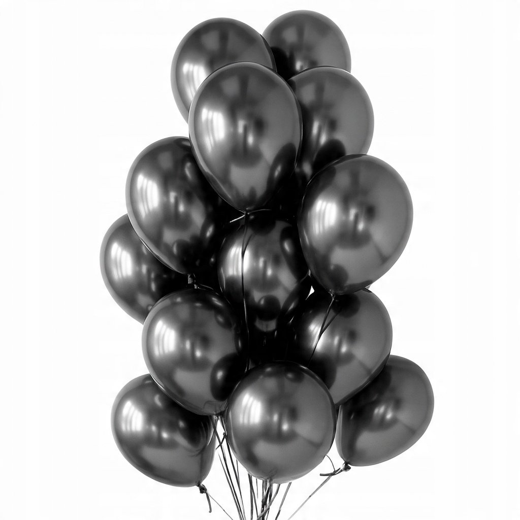 Balony Lateksowe Czarne Chromowane Chrom 5
