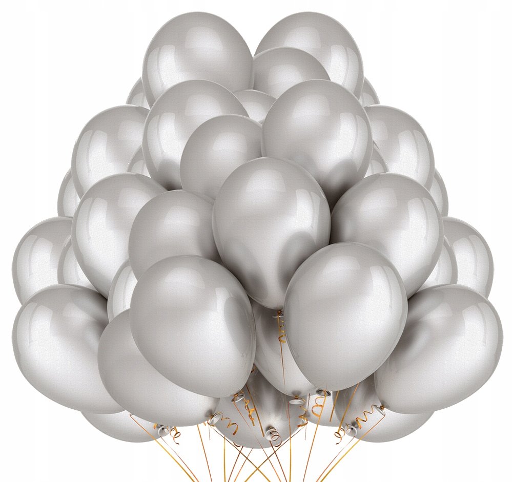 Balony Metaliczne Srebrne Ślub Urodziny 32Cm 50Szt