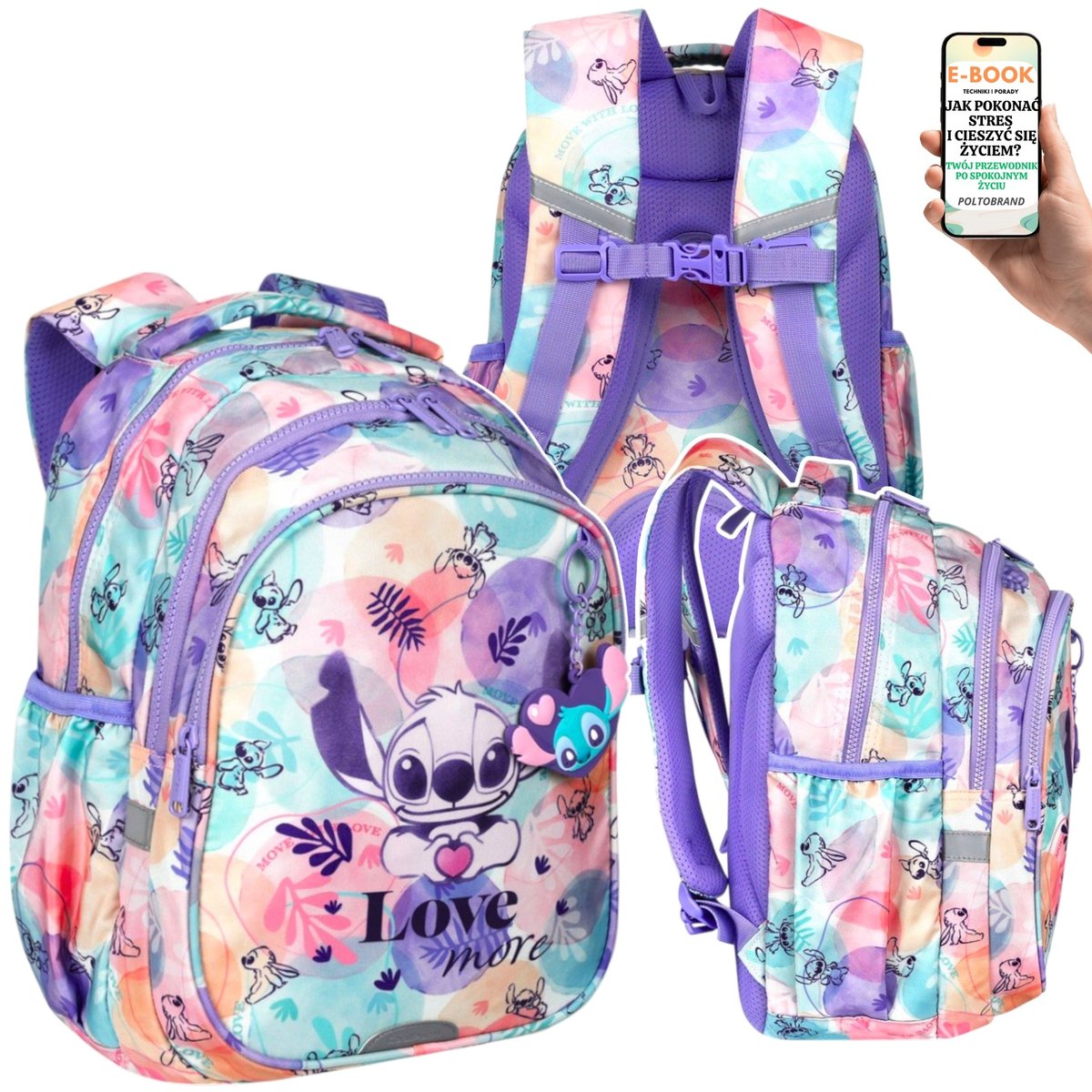 PLECAK SZKOLNY DLA DZIEWCZYNKI STITCH – 2 komory, organizer, kieszenie na bidon, wygoda i styl Plecak Dla Uczennicy + EBOOK-1