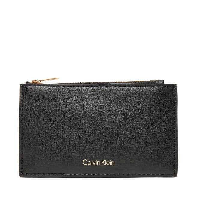 Duży Portfel Damski Calvin Klein Foil Logo Top Zip Cardcase LV04F1090G Czarny