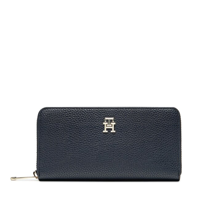 Duży Portfel Damski Tommy Hilfiger Emblem AW0AW15181 Granatowy
