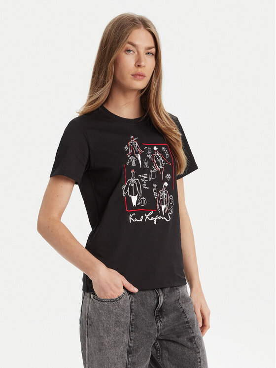 KARL LAGERFELD T-Shirt A3W17099 Czarny Regular Fit