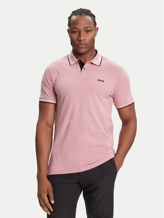 BOSS Polo Paul 50506193 Różowy Slim Fit