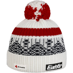 Czapka z Pomponem Norrak by Eisbär, biało-czerwony, One Size