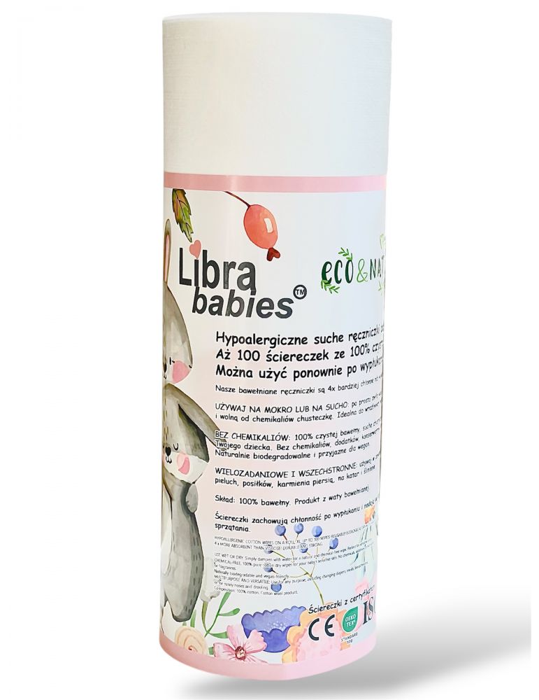 Libra Ręczniki Bawełniane w rolce dla dzieci XL 100 szt.