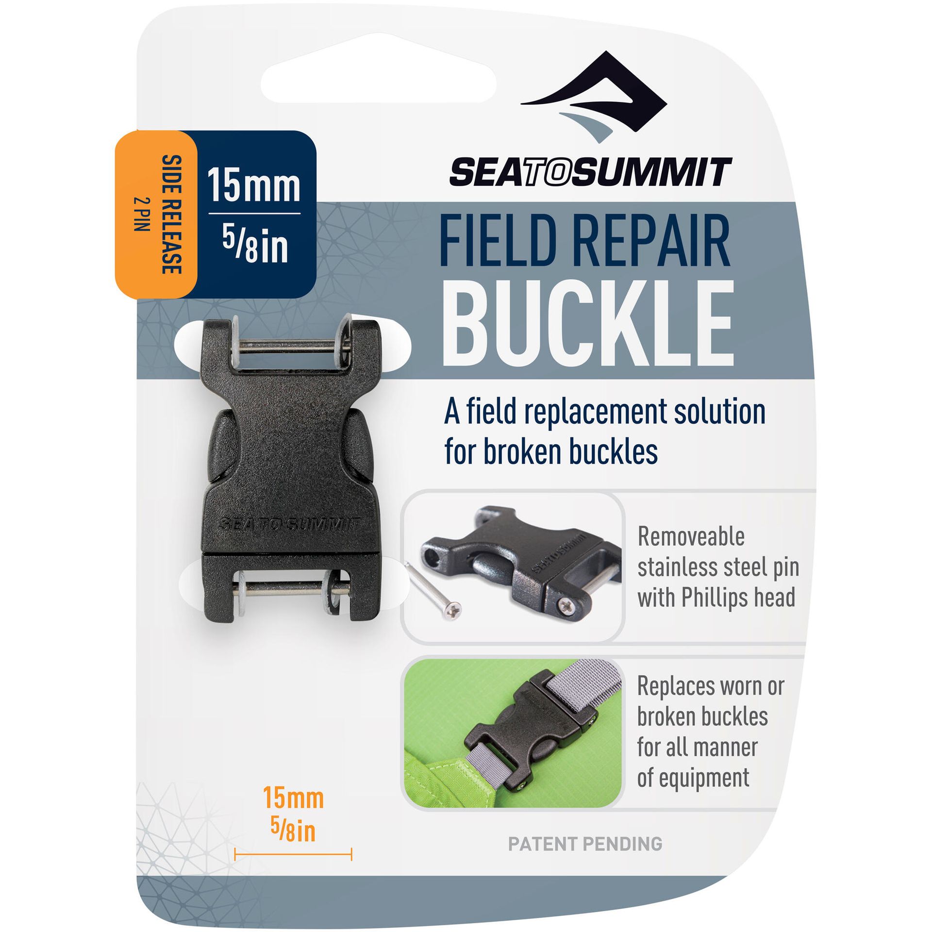 Sea To Summit Field Repair Buckle 15mm, zatrzaski boczne, 2 sworznie 2020 Mocowanie bagaży AFRB15SRPP