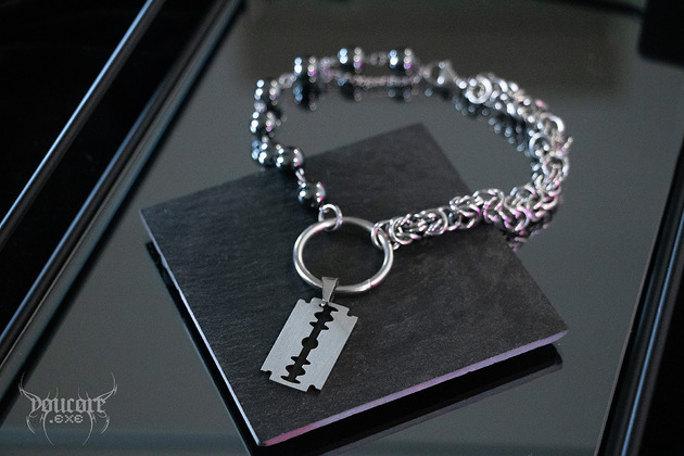 Chainmail goth style * Dark Razor Choker * stal nierdzewna