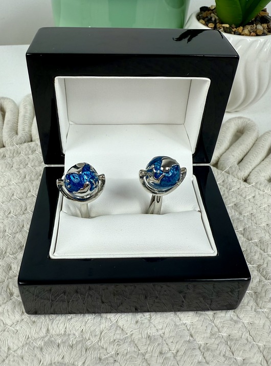 SPINKI DO MANKIETÓW koszuli mankietu globus mapa