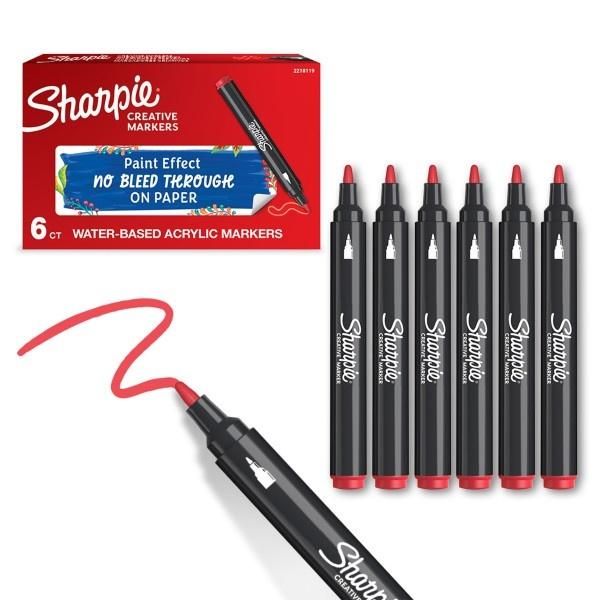 Sharpie Markery akrylowe czerwone (6szt)