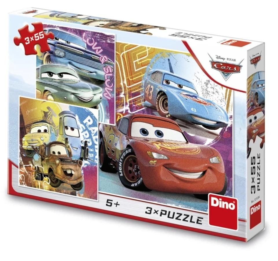 Puzzle 3x55 Auta Cars Kumple Dino Toys - puzzle