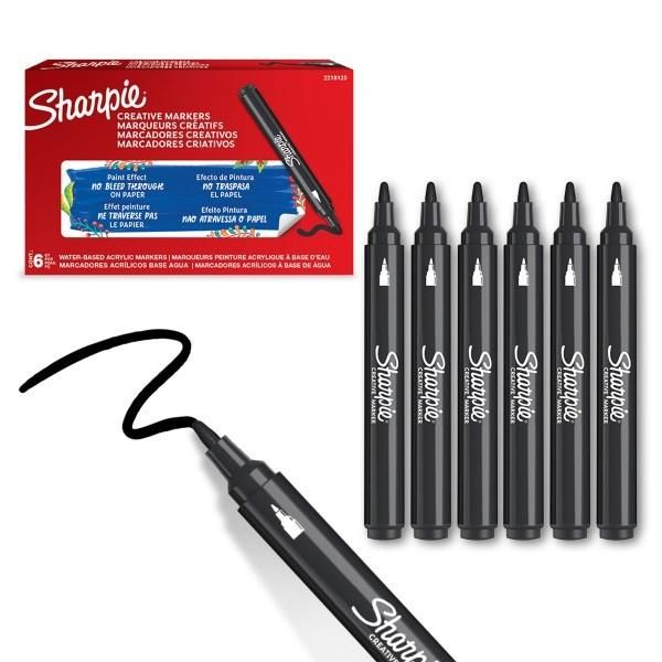 Sharpie Markery akrylowe czarne (6szt)