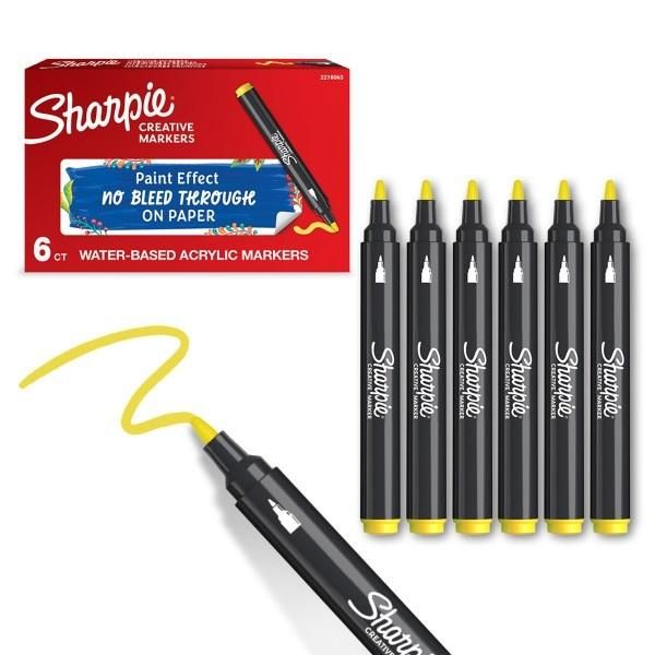 Sharpie Markery akrylowe żółte (6szt)