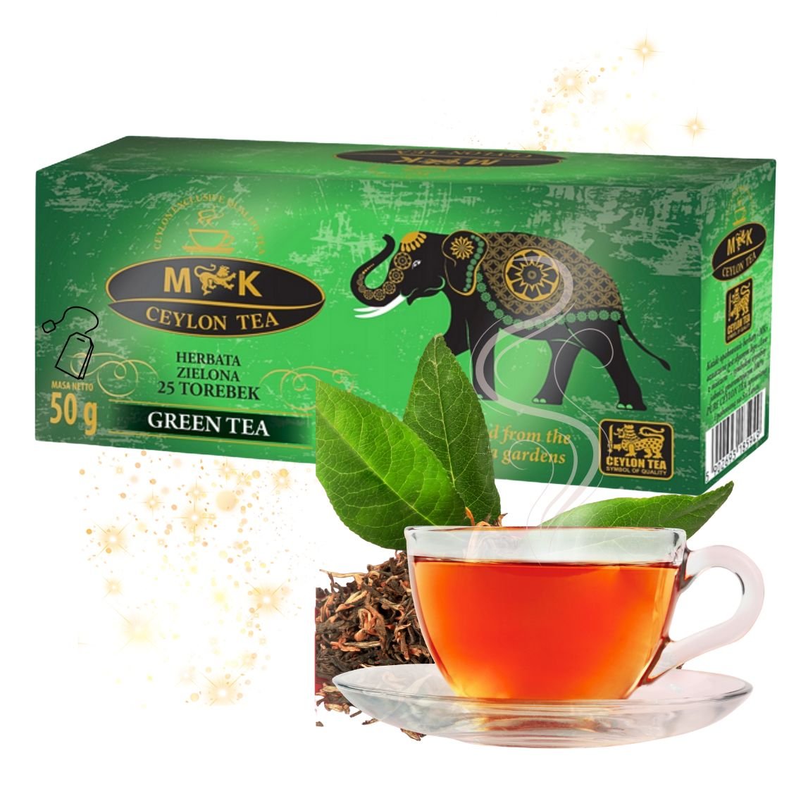 MK CEYLON TEA GREEN TEA HERBATA ZIELONA 25 TOREBEK ZIELONA 50G