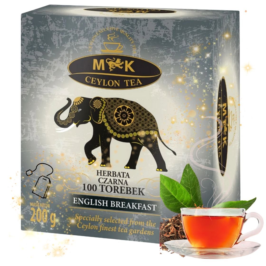 MK CEYLON TEA ENGLISH BREAKFAST HERBATA CZARNA 100 TOREBEK SZARA 200G