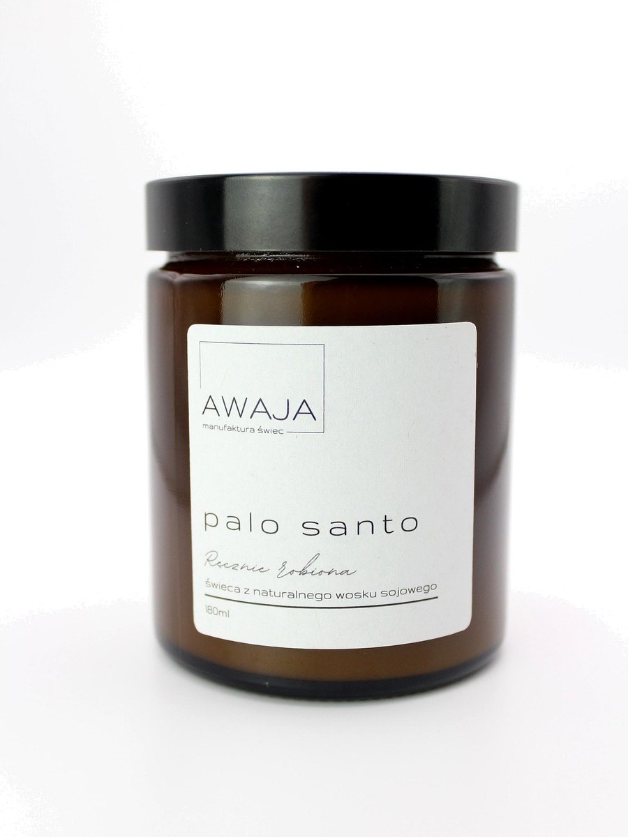 Świeca sojowa palo santo – zapachowa, ręcznie robiona, 180ml, prezent