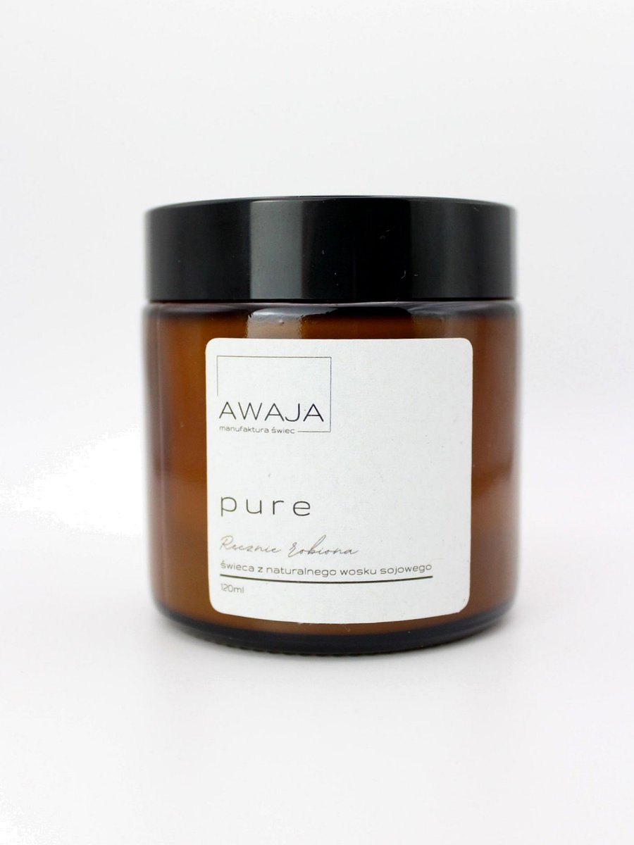 Świeca sojowa pure – bezzapachowa, ręcznie robiona, 120ml, prezent