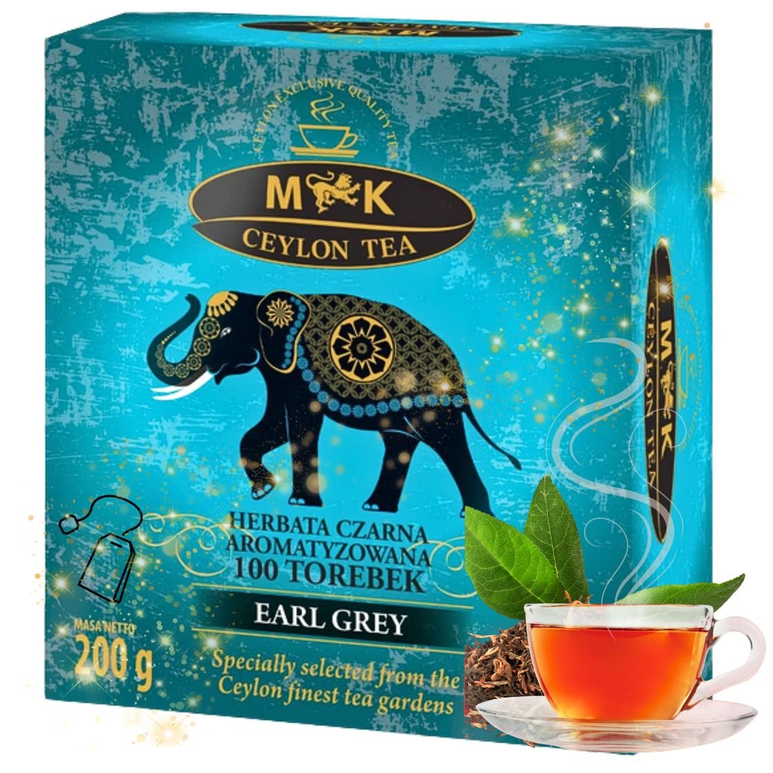 MK CEYLON TEA EARL GREY HERBATA CZARNA 100 TOREBEK NIEBIESKA 200G