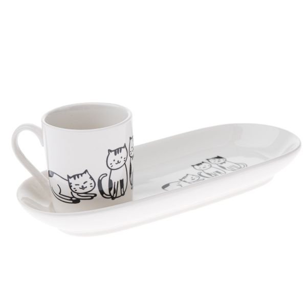 Filiżanka espresso spodek koty porcelana do kawy