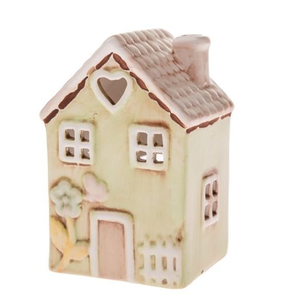 Świecznik domek ceramika prezent pistacja ozdoba