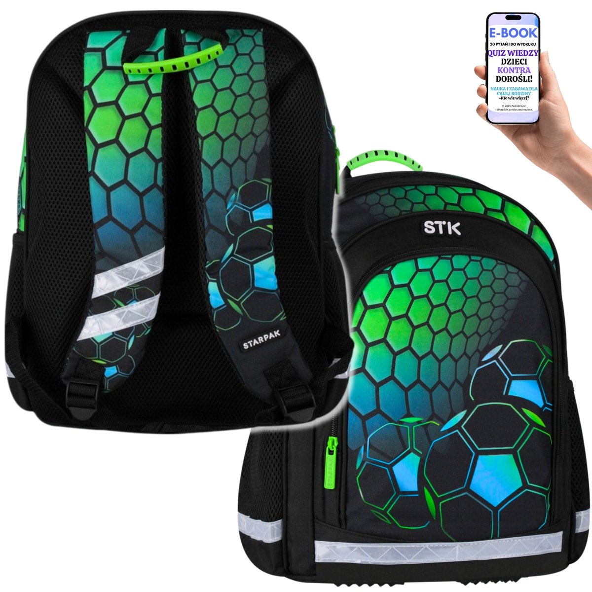 PLECAK NA WYPRAWKĘ SZKOLNĄ KLASY 1‑3 – MOTYW PIŁKA NOŻNA – ERGONOMICZNY I WODOODPORNY DLA UCZNIA CHŁOPCA + EBOOK-2