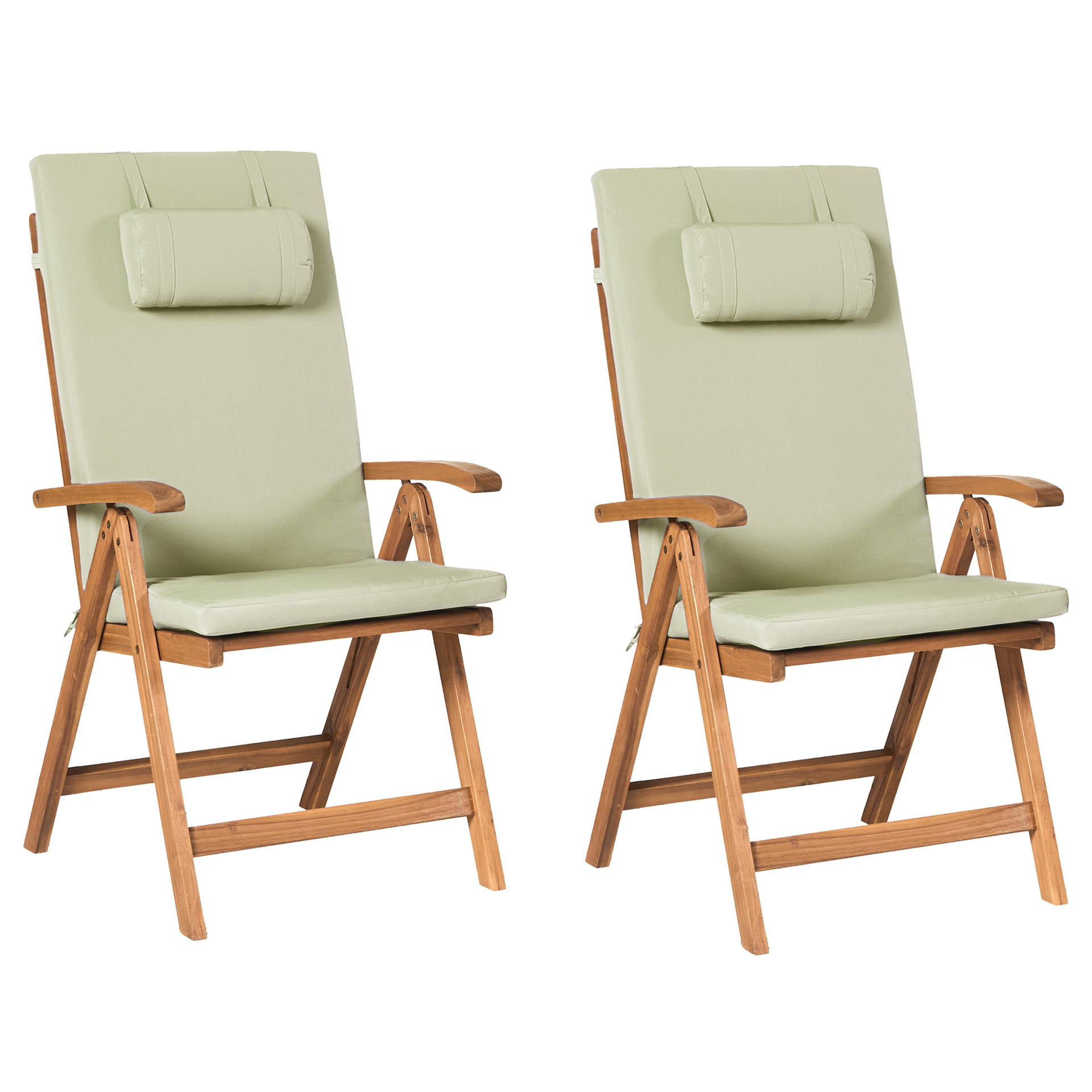 BELIANI Zestaw 2 krzeseł ogrodowych z poduszkami JAVA PREMIUM Drewno akacjowe Zielony